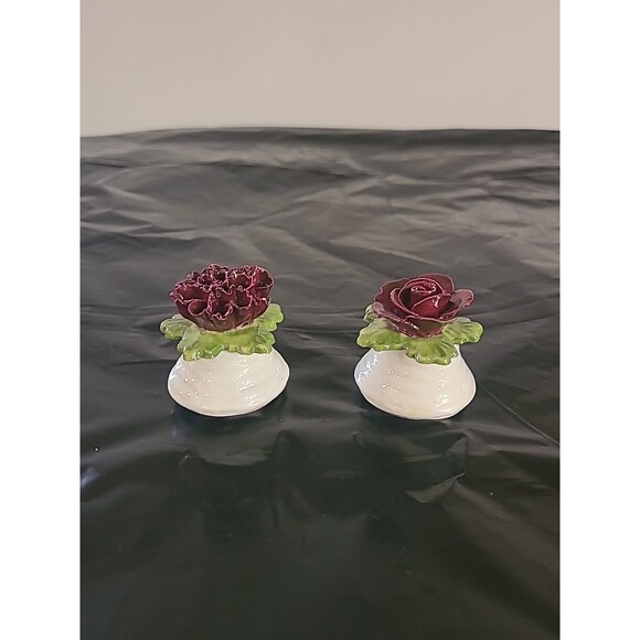 Vtg Aynsley Fine Bone China  Salt/peper Set “Rare Burgundy” - Picture 1 of 8